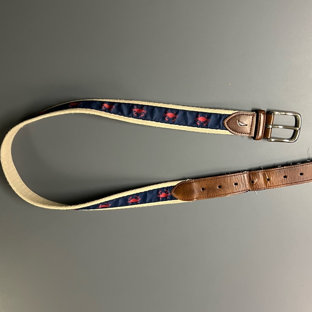 Nautica - Navy and Brown Belt with Red Accents